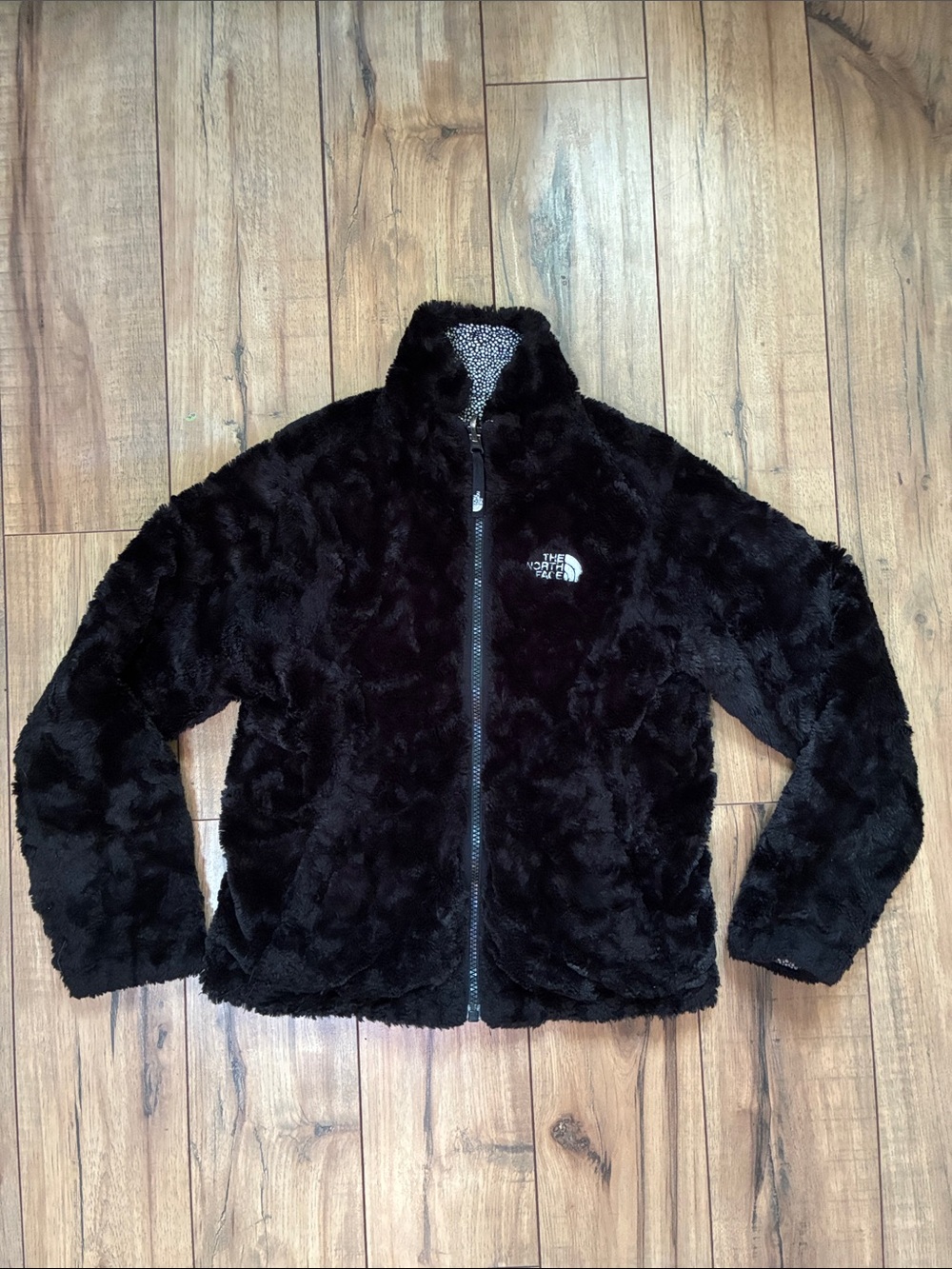 The North Face Black Plush Full-Zip Fleece Jacket Reversible